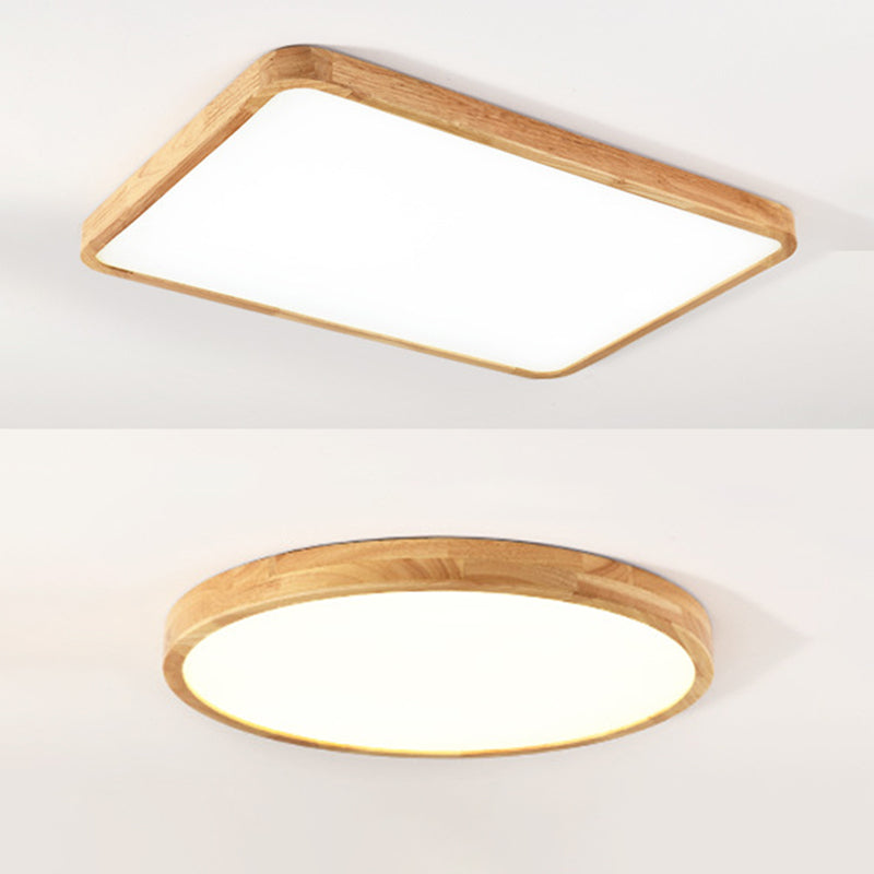 Geometrical Wooden Flush Ceiling Light Fixtures 1-Light Modern Style Flush Light Fixtures