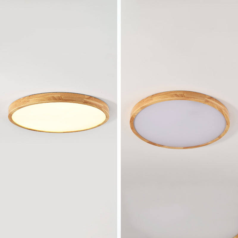 Geometrical Wooden Flush Ceiling Light Fixtures 1-Light Modern Style Flush Light Fixtures