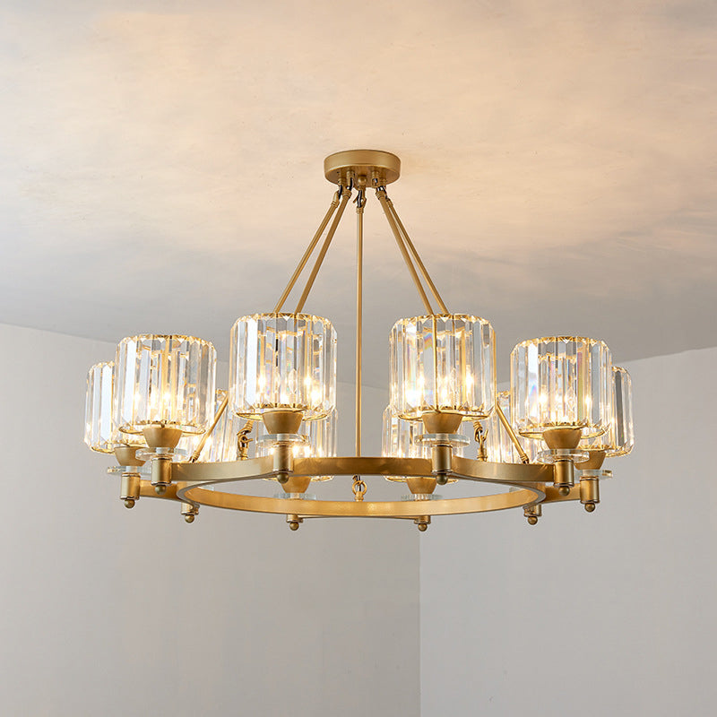 Crystal Ceiling Hung Fixtures Contemporary Circle Wheel Pendant Lighting for Living Room