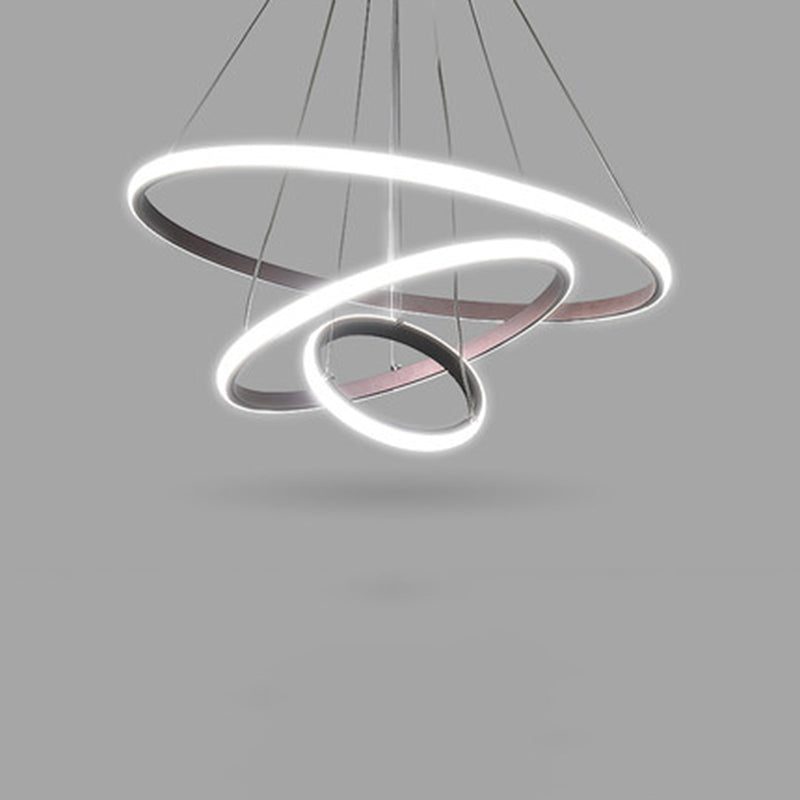 Modern Chandelier Lights Multiple Rings Hanging Ceiling Lights Metal Chain Chandelier