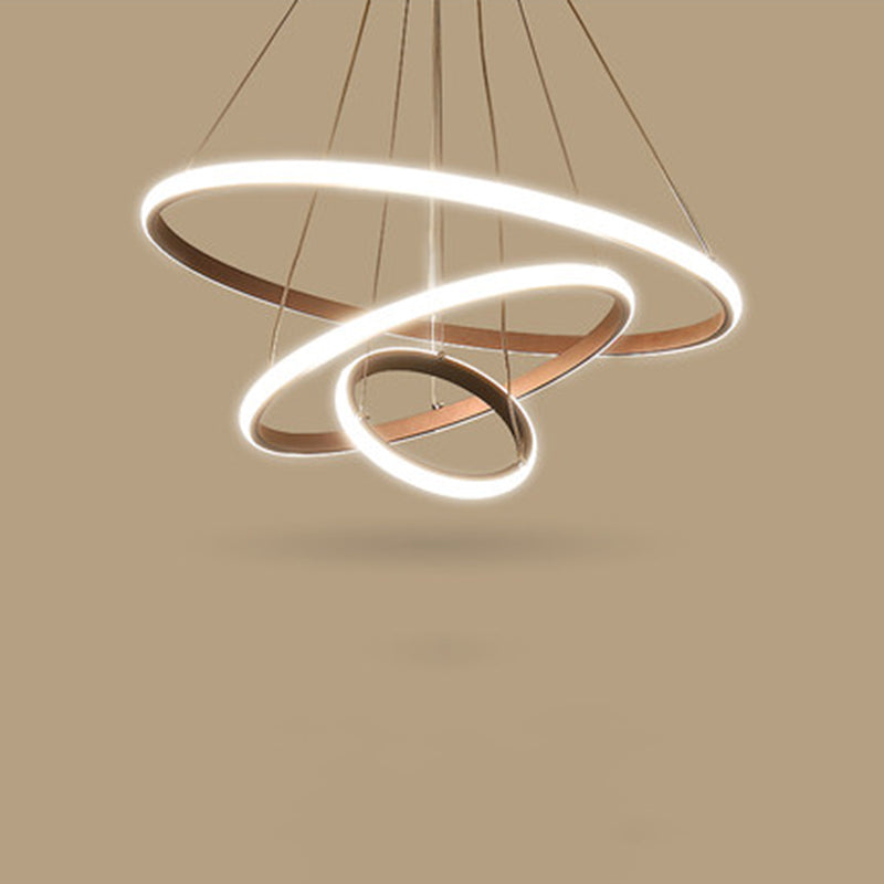 Modern Chandelier Lights Multiple Rings Hanging Ceiling Lights Metal Chain Chandelier