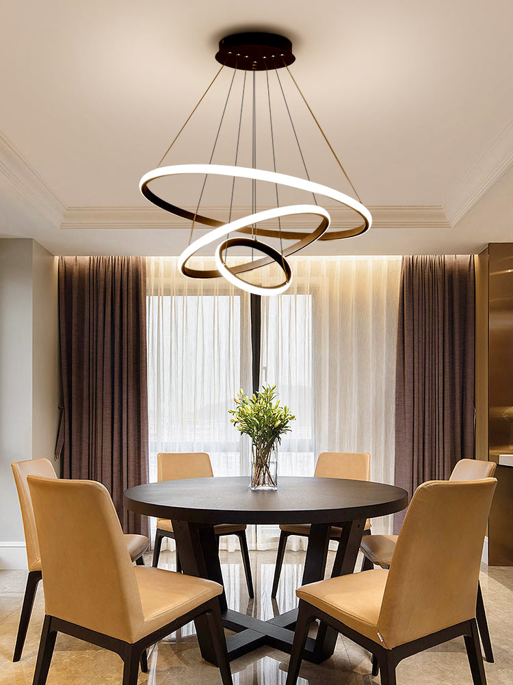 Modern Chandelier Lights Multiple Rings Hanging Ceiling Lights Metal Chain Chandelier