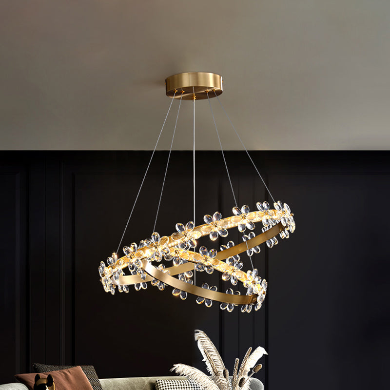 Modern Gold Chandelier Multiple Rings Chandelier Pendant Light Metal Chain Chandelier