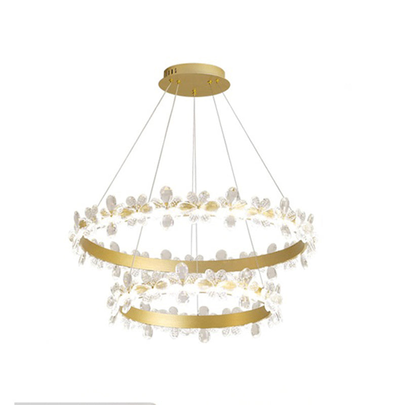 Modern Gold Chandelier Multiple Rings Chandelier Pendant Light Metal Chain Chandelier