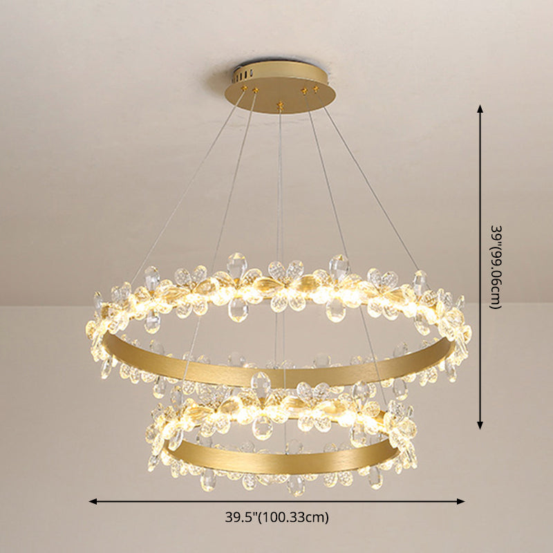 Modern Gold Chandelier Multiple Rings Chandelier Pendant Light Metal Chain Chandelier
