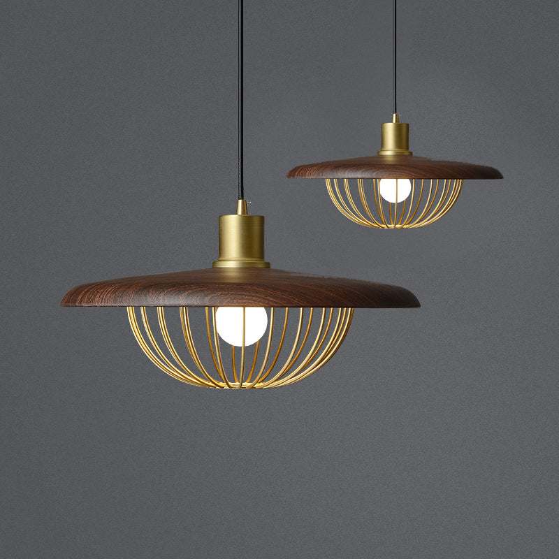 Wood Modern Pendant Light 1-Light Hanging Ceiling Light for Dining Room