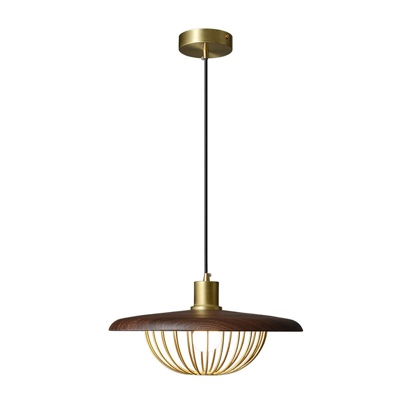 Wood Modern Pendant Light 1-Light Hanging Ceiling Light for Dining Room