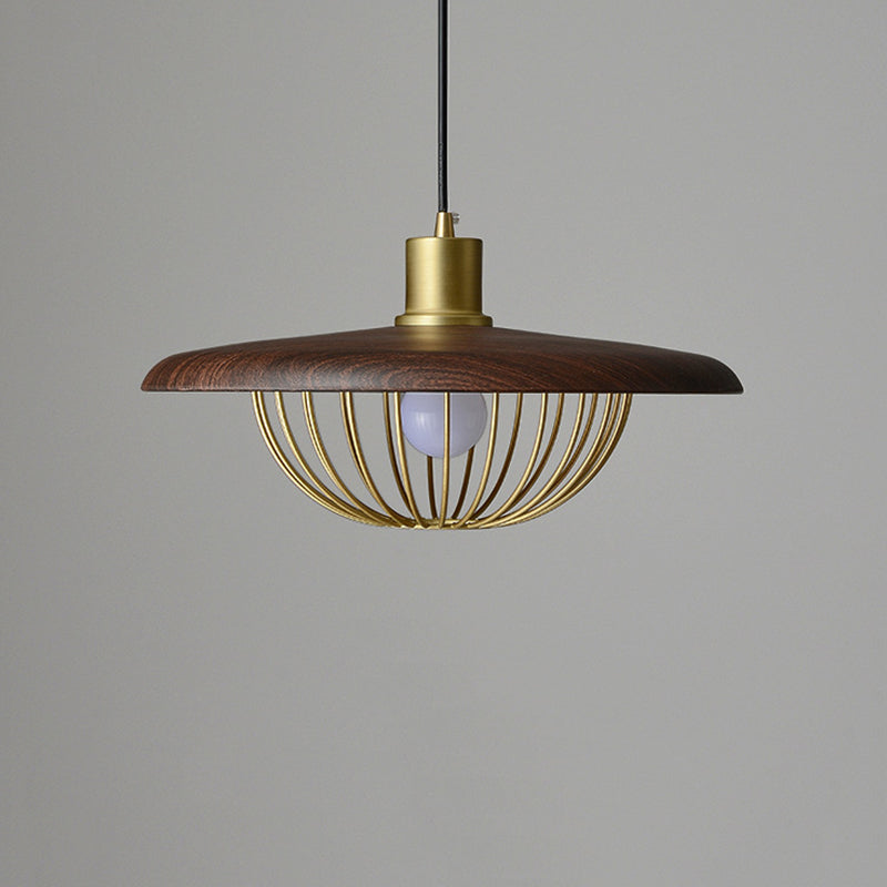 Wood Modern Pendant Light 1-Light Hanging Ceiling Light for Dining Room