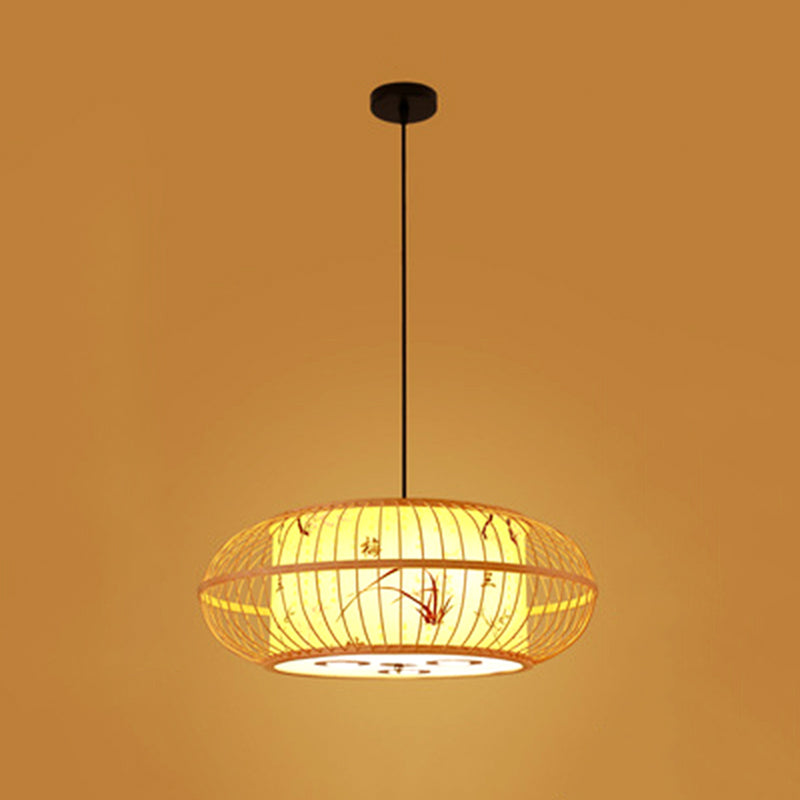 Japanese Bamboo Pendant Light 1 Light Ceiling Light Fixture for Dining Room