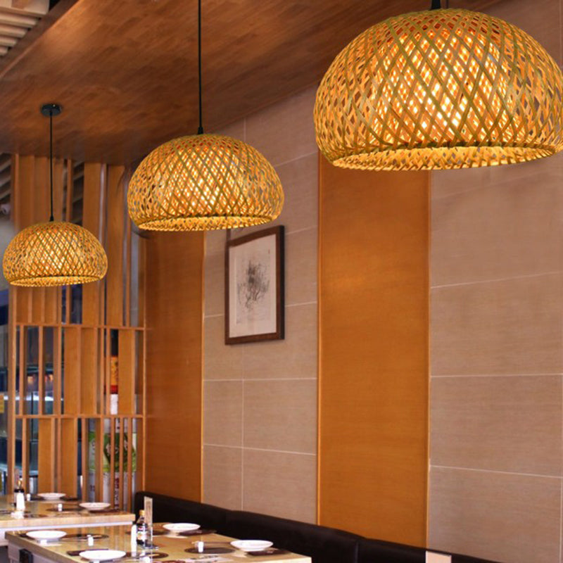 Chinese Bamboo Pendant Light Dome Ceiling Light Fixture for Dining Room