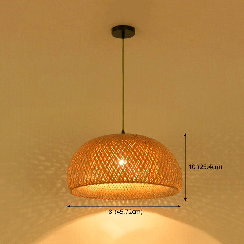 Chinese Bamboo Pendant Light Dome Ceiling Light Fixture for Dining Room
