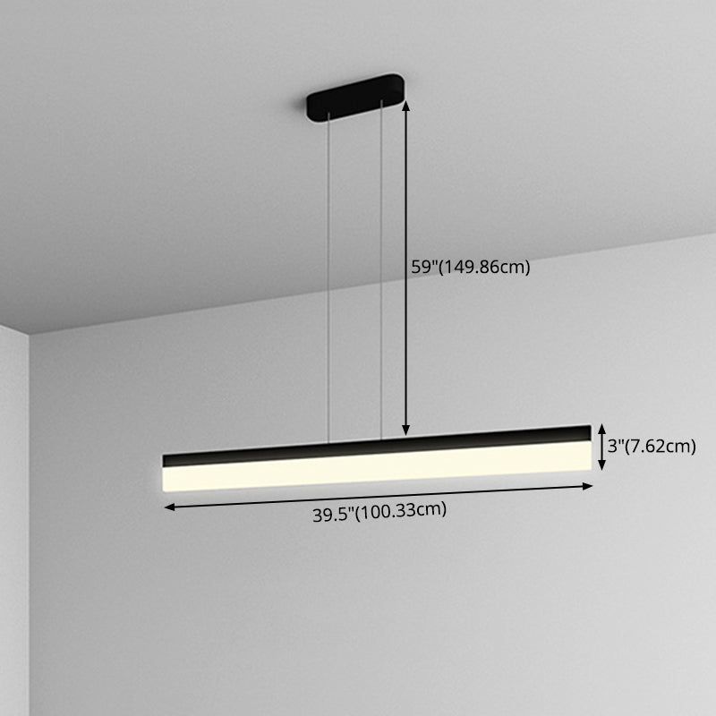 Linear Metal LED Island Light Fixture Modern Ceiling Pendant Light for Office