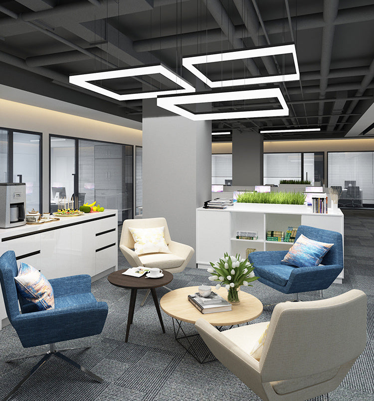 Linear Metal LED Island Light Fixture Modern Ceiling Pendant Light for Office