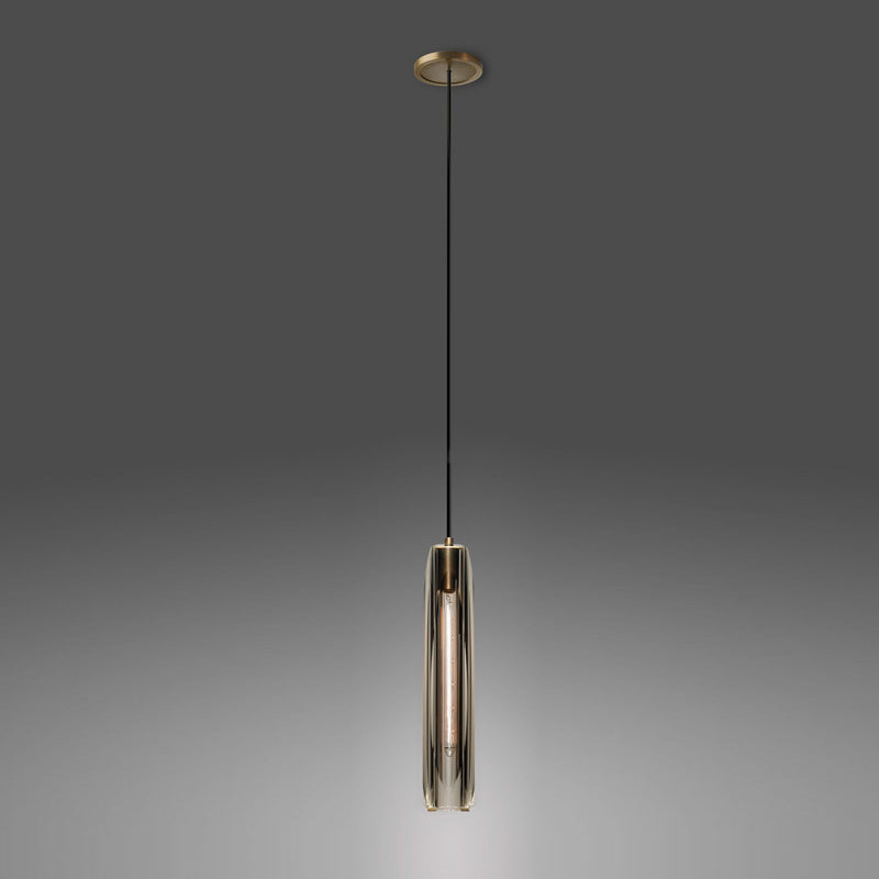 Crystal Cylindrical Pendant Light in Modern Luxury Style Copper Hanging Lamp for Dining Room