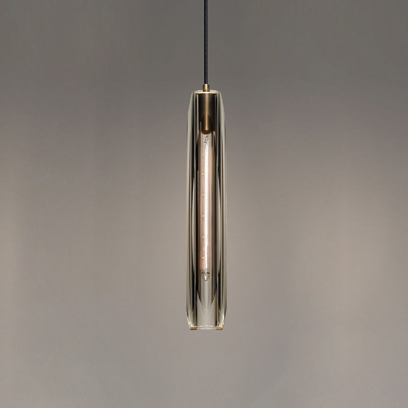 Crystal Cylindrical Pendant Light in Modern Luxury Style Copper Hanging Lamp for Dining Room