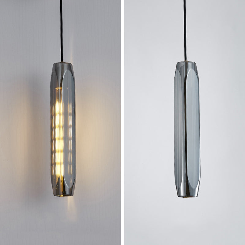 Crystal Cylindrical Pendant Light in Modern Luxury Style Copper Hanging Lamp for Dining Room