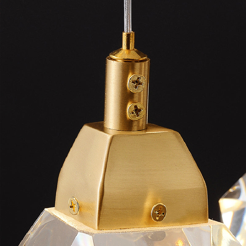 Crystal Gold LED Pendant Light in Modern Style Copper Geometric Hanging Lamp for Commercial Place