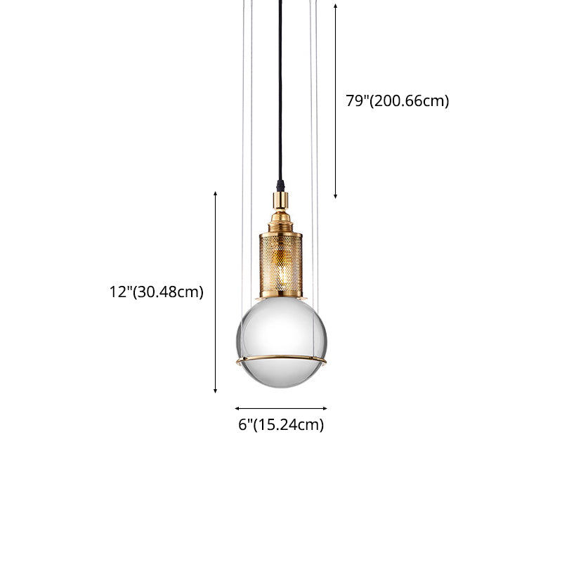 Modern Creative Globe Pendant Light Electroplate Iron Hanging Lamp with Crystal Shade