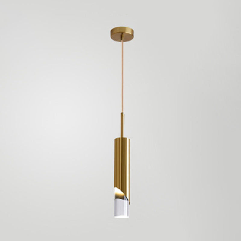 Electroplate Metal LED Pendant Light in Modern Creative Style Acrylic Cylindroid Hanging Lamp