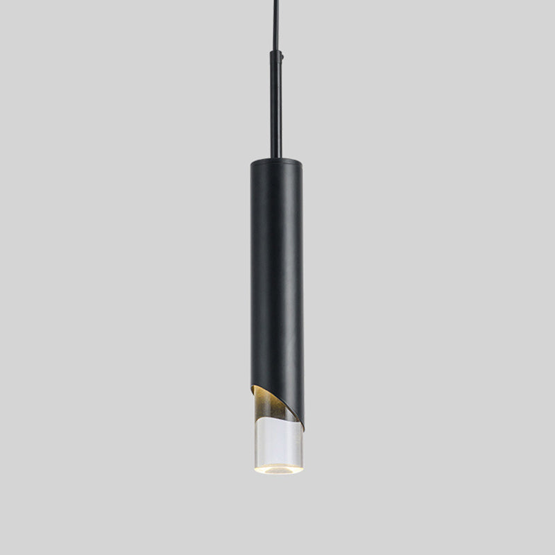 Electroplate Metal LED Pendant Light in Modern Creative Style Acrylic Cylindroid Hanging Lamp