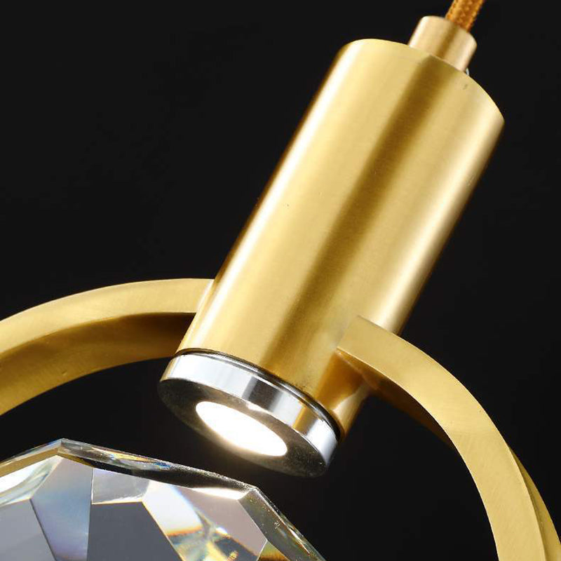 Crystal Gold LED Pendant Light in Modern Luxury Style Copper Globe Hanging Lamp for Interior Spaces