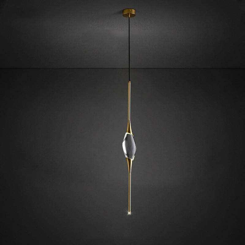 Copper Gold LED Hanging Lamp in Modern Luxury Style Crystal Geometric Pendant Light for Bedroom