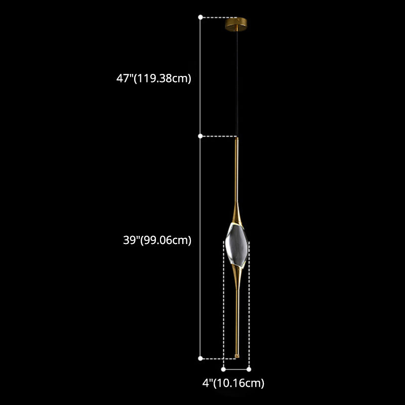 Copper Gold LED Hanging Lamp in Modern Luxury Style Crystal Geometric Pendant Light for Bedroom