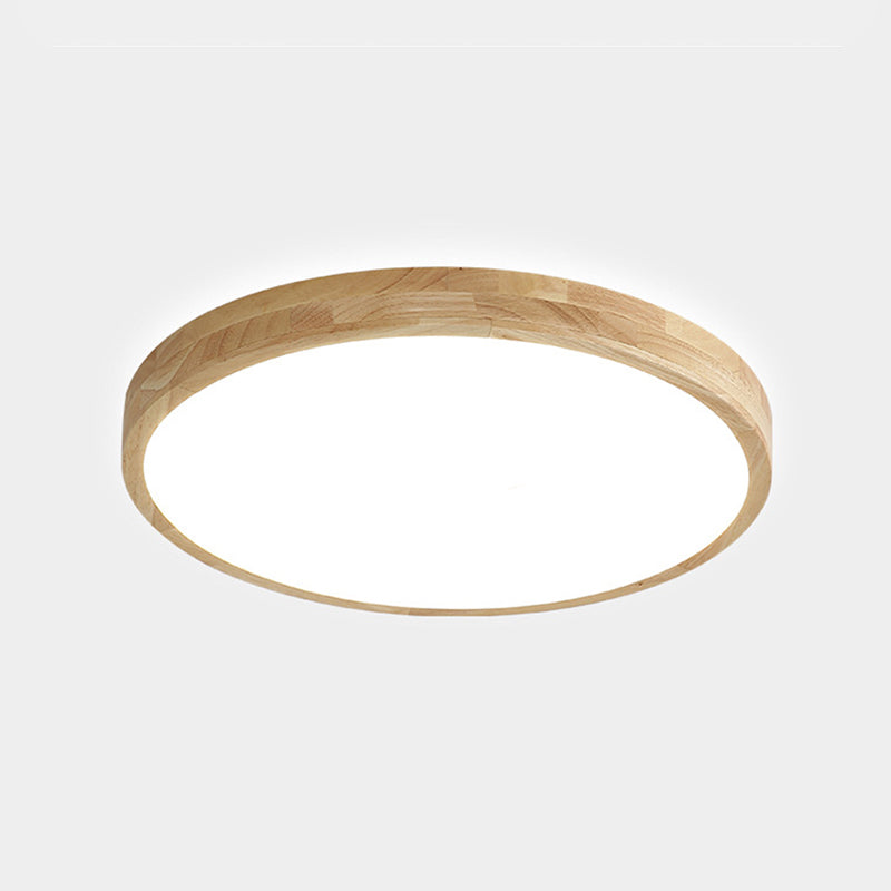 Lámpara de techo empotrada de 1 luz de estilo moderno con luz LED de montaje empotrado circular de madera