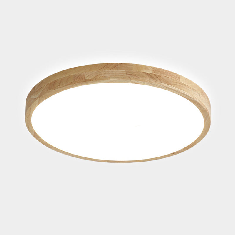 Lámpara de techo empotrada de 1 luz de estilo moderno con luz LED de montaje empotrado circular de madera