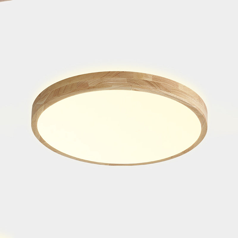 Lámpara de techo empotrada de 1 luz de estilo moderno con luz LED de montaje empotrado circular de madera