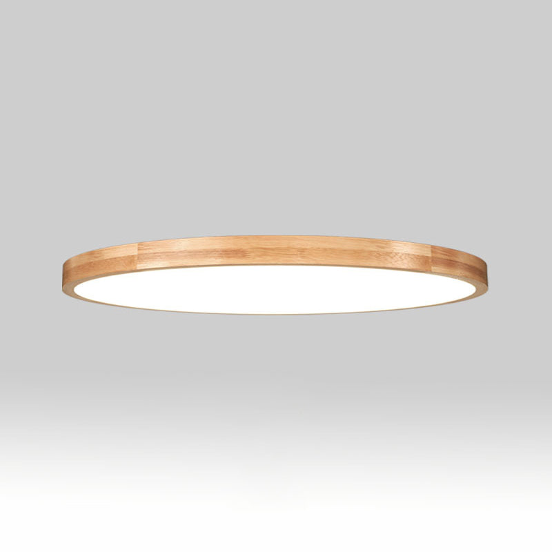Lámpara de techo empotrada de 1 luz de estilo moderno con luz LED de montaje empotrado circular de madera