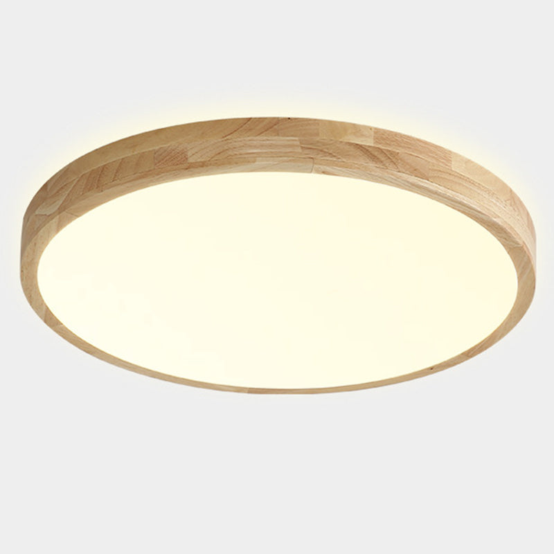 Lámpara de techo empotrada de 1 luz de estilo moderno con luz LED de montaje empotrado circular de madera