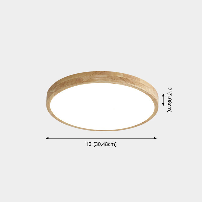 Lámpara de techo empotrada de 1 luz de estilo moderno con luz LED de montaje empotrado circular de madera