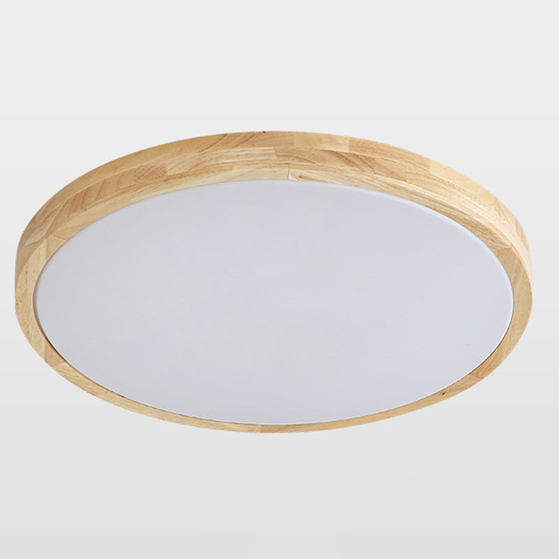 Lámpara de techo empotrada de 1 luz de estilo moderno con luz LED de montaje empotrado circular de madera