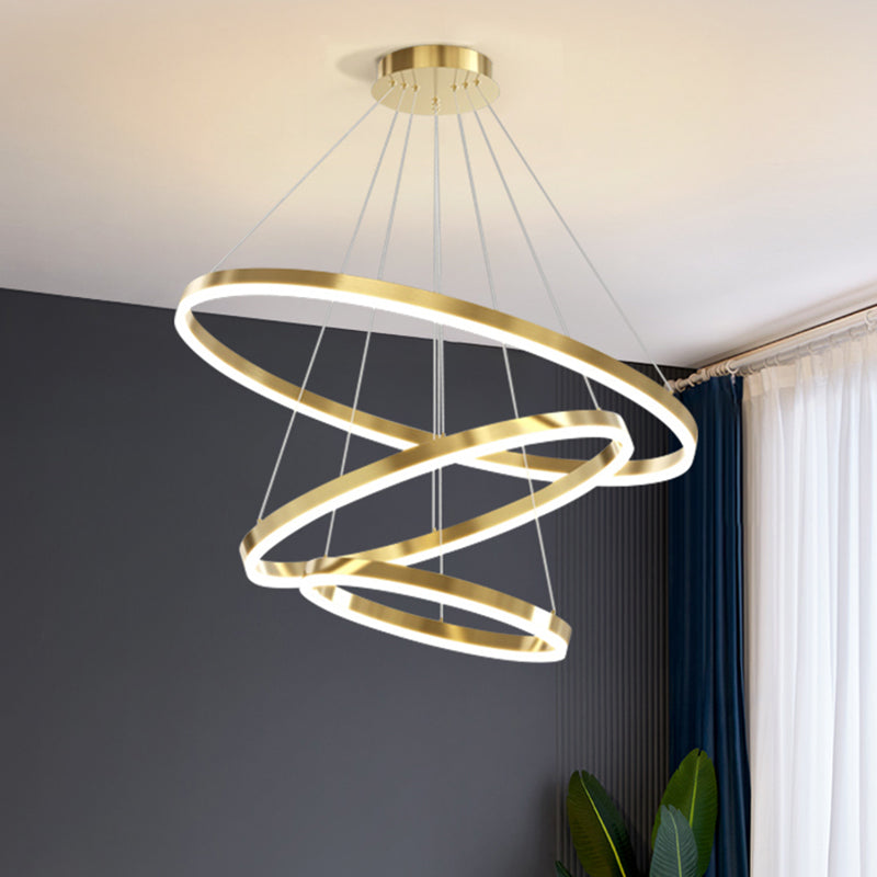 Modern Farmhouse Chandelier Multiple Rings Pendant Light Round Metal Chandelier