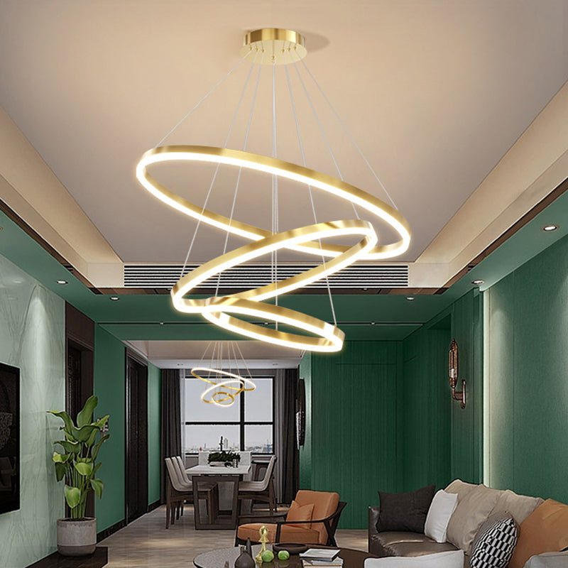 Modern Farmhouse Chandelier Multiple Rings Pendant Light Round Metal Chandelier