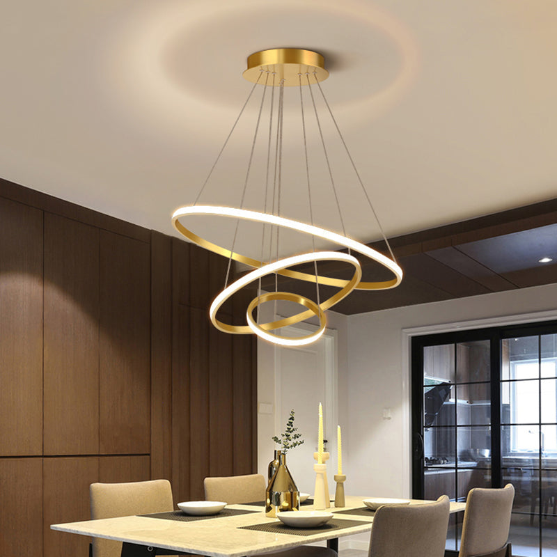 Modern Farmhouse Chandelier Multiple Rings Pendant Light Round Metal Chandelier