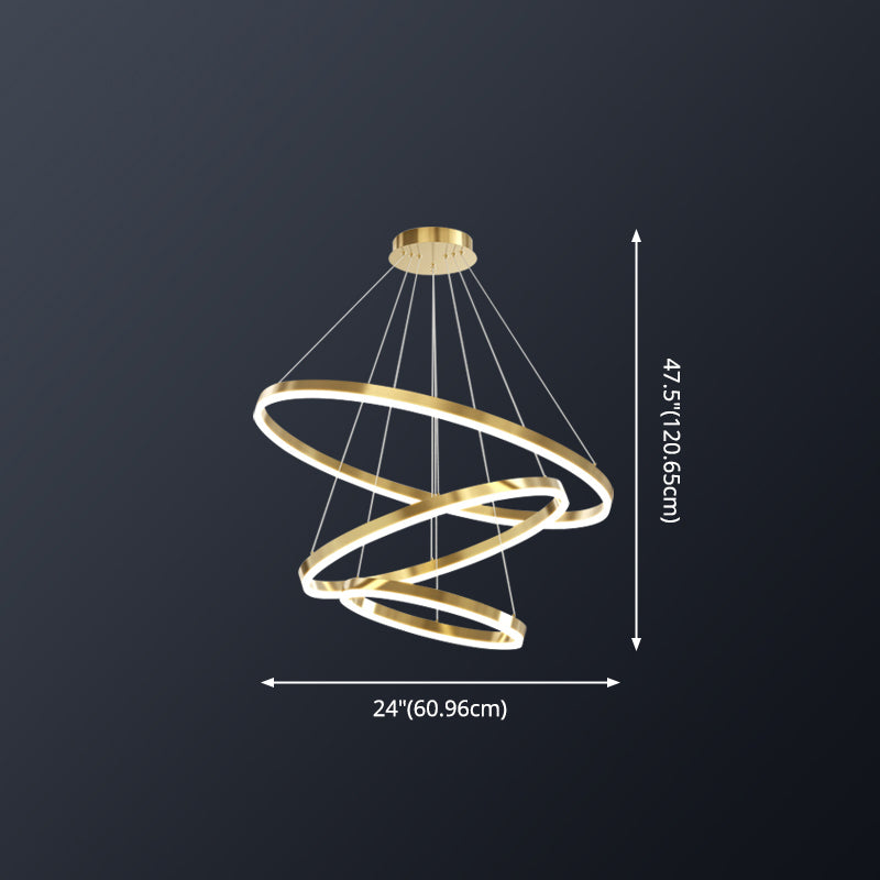 Modern Farmhouse Chandelier Multiple Rings Pendant Light Round Metal Chandelier