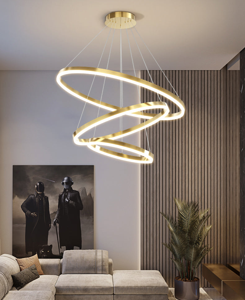 Modern Farmhouse Chandelier Multiple Rings Pendant Light Round Metal Chandelier