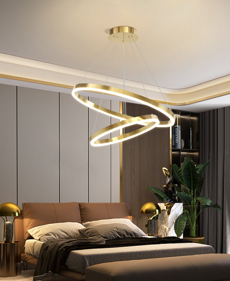 Modern Farmhouse Chandelier Multiple Rings Pendant Light Round Metal Chandelier