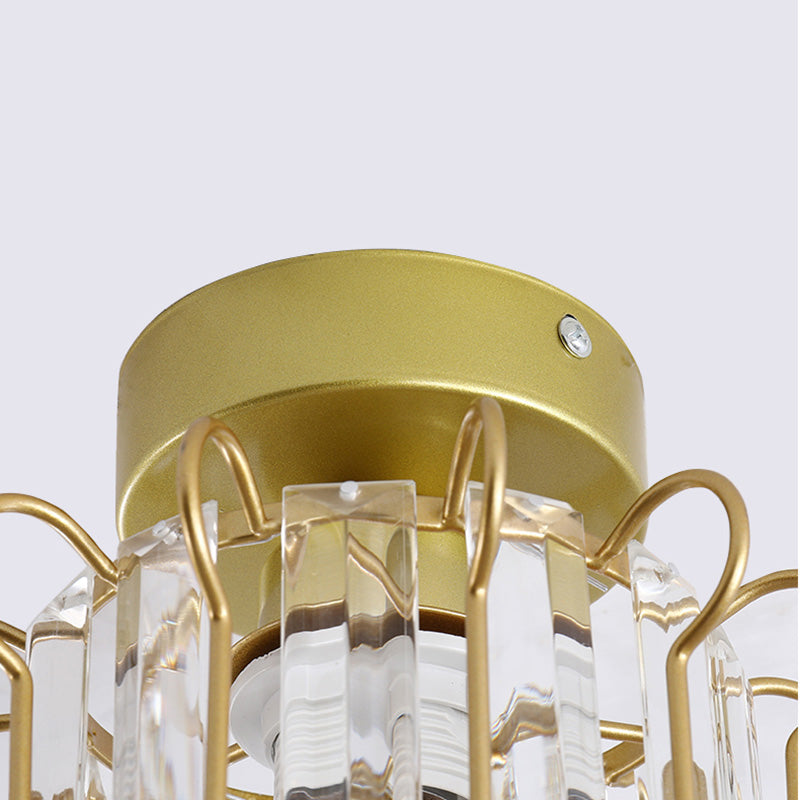 Caged Crystal Flush Ceiling Light Modern Style 1 Bulb Flush Mount Light for Hallway