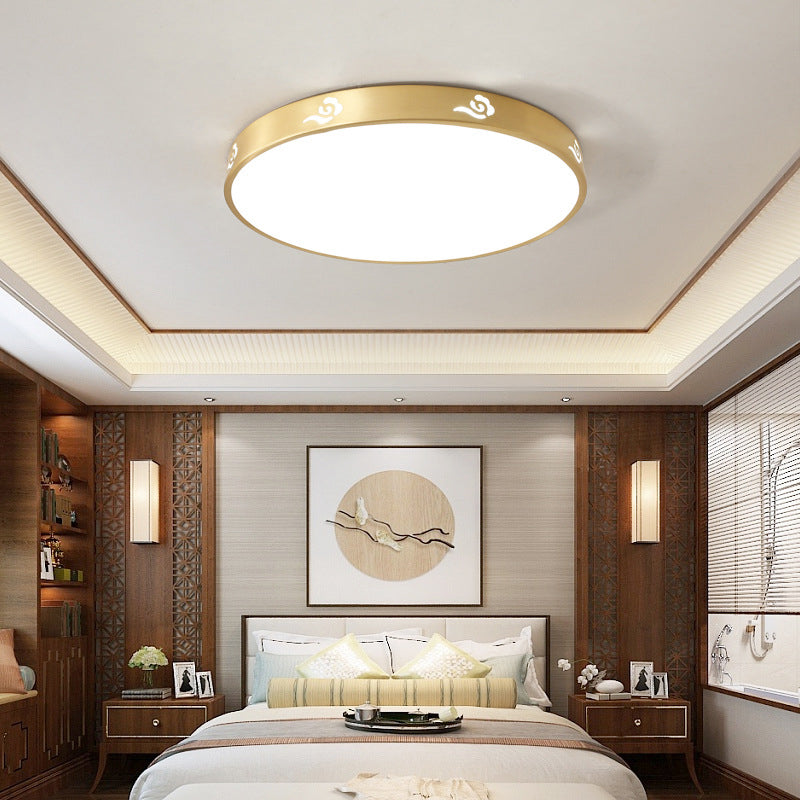 Modern Acrylic Flush Ceiling Light Fixture Round 1-Light LED Flush Mount Lamp in Gold