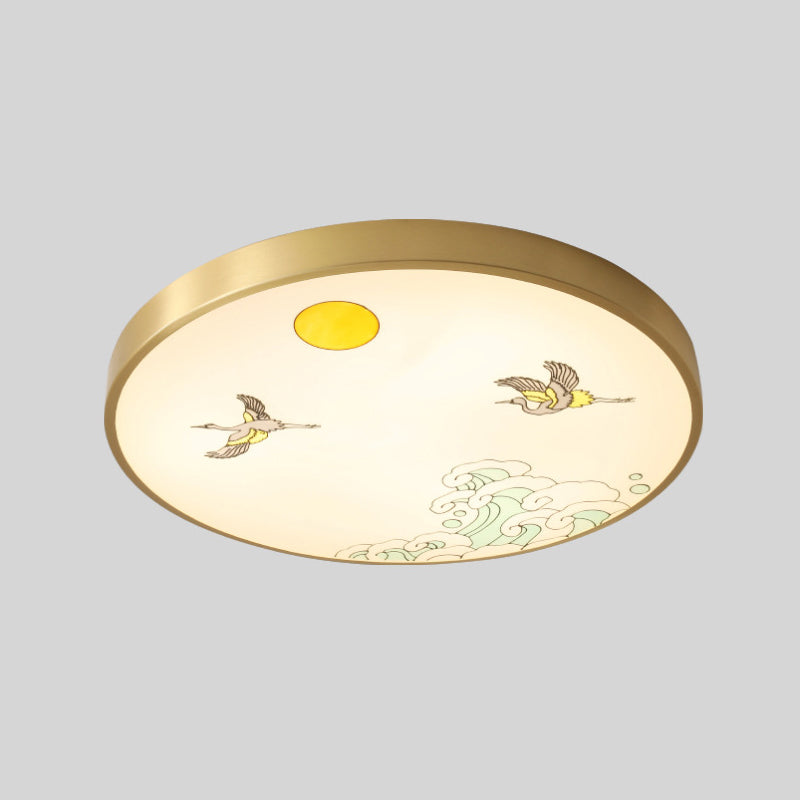 Modern Acrylic Flush Ceiling Light Fixture Round 1-Light LED Flush Mount Lamp in Gold