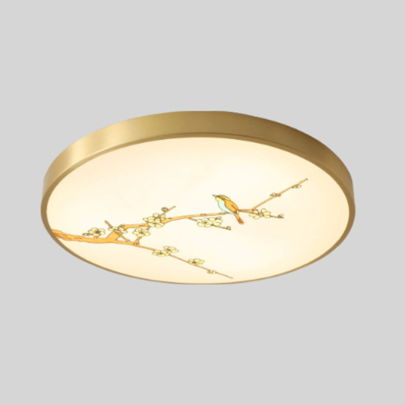 Modern Acrylic Flush Ceiling Light Fixture Round 1-Light LED Flush Mount Lamp in Gold