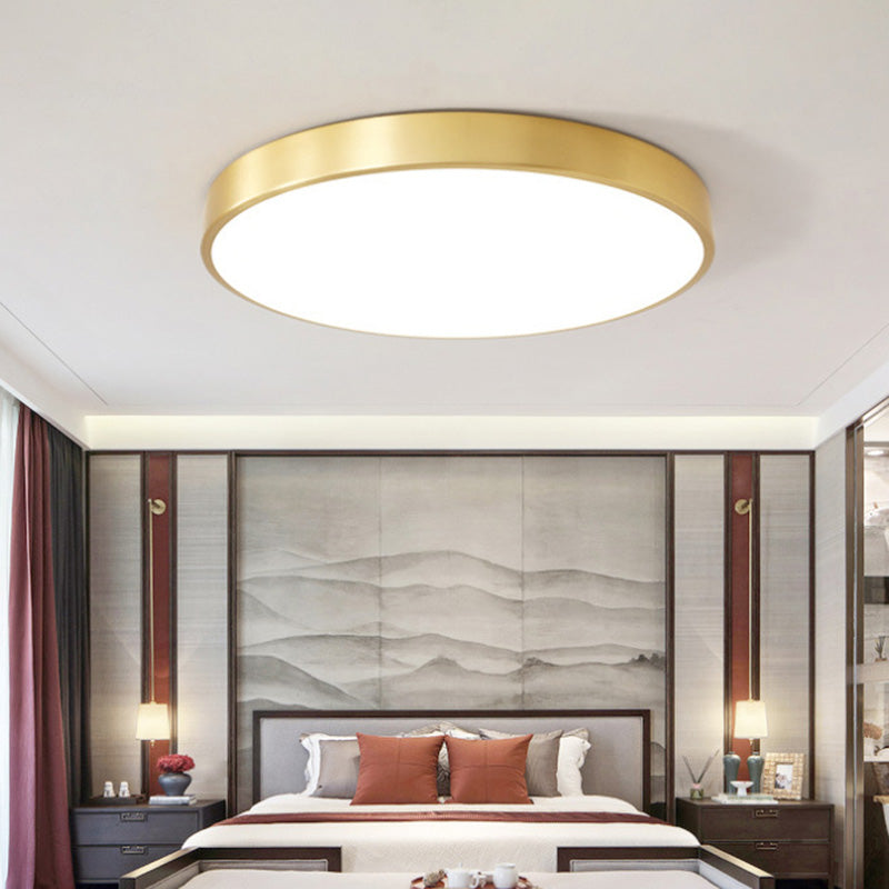 Modern Acrylic Flush Ceiling Light Fixture Round 1-Light LED Flush Mount Lamp in Gold