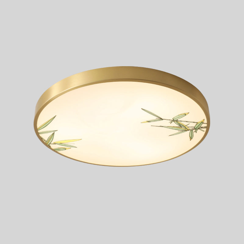 Modern Acrylic Flush Ceiling Light Fixture Round 1-Light LED Flush Mount Lamp in Gold