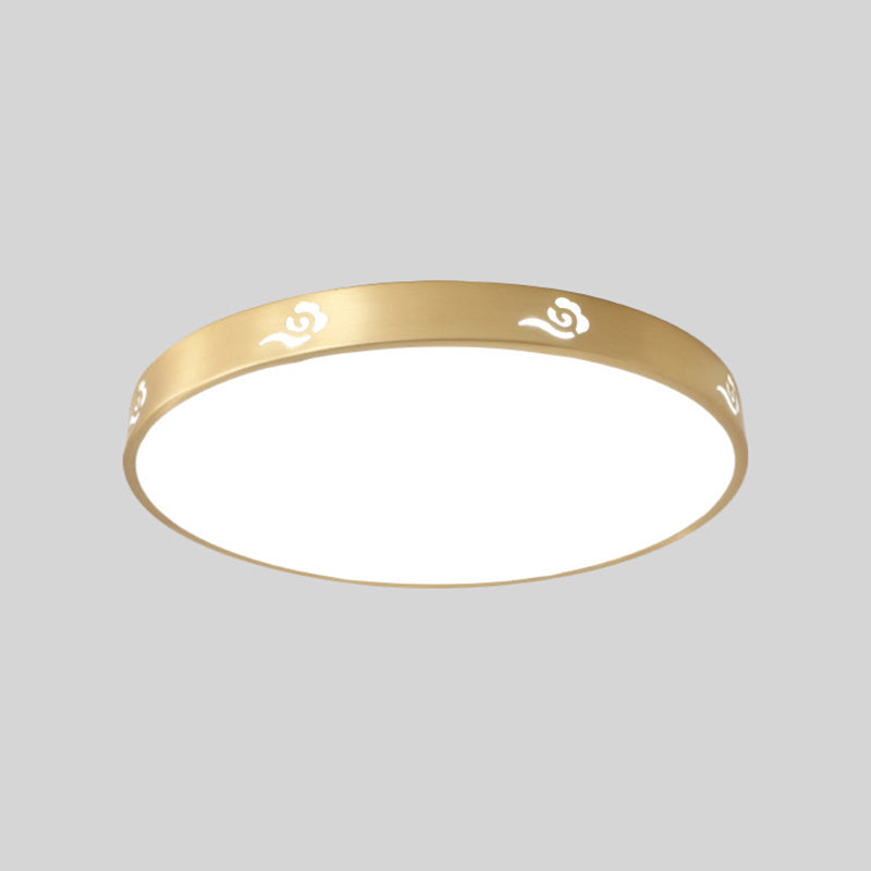 Modern Acrylic Flush Ceiling Light Fixture Round 1-Light LED Flush Mount Lamp in Gold