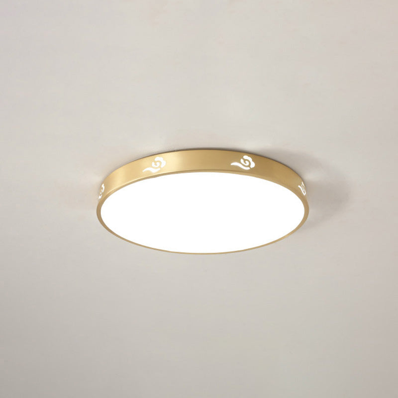 Modern Acrylic Flush Ceiling Light Fixture Round 1-Light LED Flush Mount Lamp in Gold