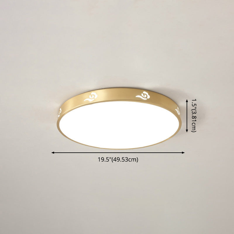 Modern Acrylic Flush Ceiling Light Fixture Round 1-Light LED Flush Mount Lamp in Gold