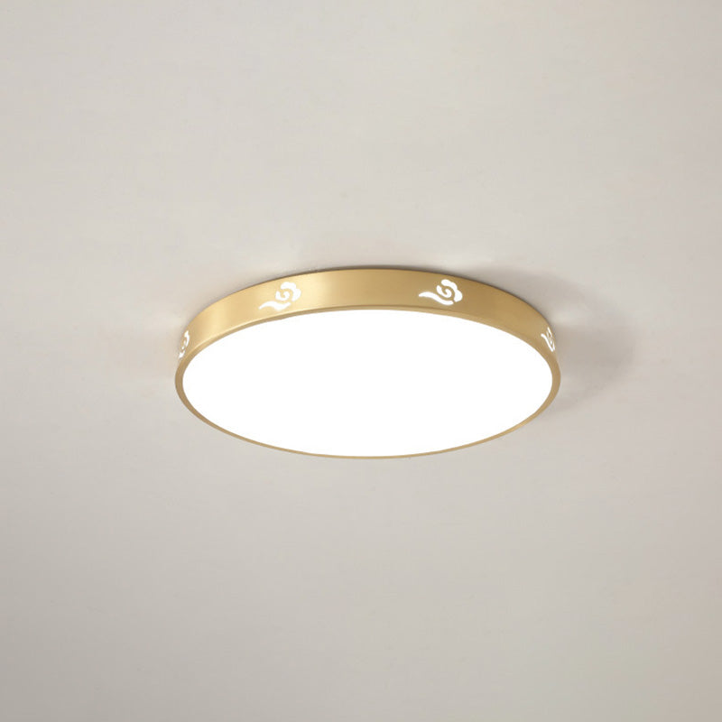 Modern Acrylic Flush Ceiling Light Fixture Round 1-Light LED Flush Mount Lamp in Gold
